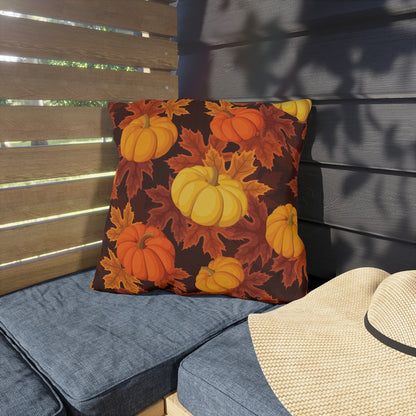 Fall Autumn Outdoor Pillow Filled with Insert, Pumpkins Thanksgiving Leafs Decor Square Throw Decorative Farmhouse Patio Porch Cushion Starcove Fashion
