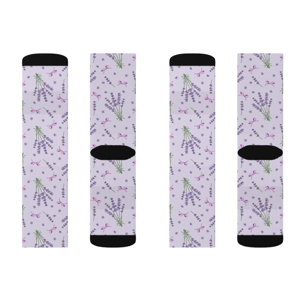 Lavender Socks, Flowers Purple Floral Crew 3D Sublimation Women Men Designer Fun Novelty Cool Casual Cute Unique Gift Starcove Fashion