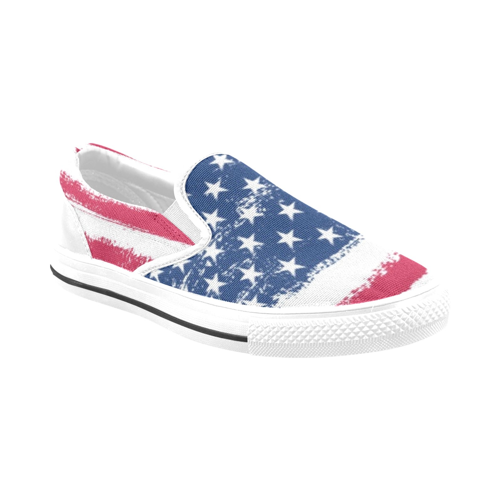 American Flag Women Shoes, Patriotic Red White Blue Mismatched Sneakers Stars and Stripes USA 4th of July Slip on Canvas Vegan Casual shoes Starcove Fashion