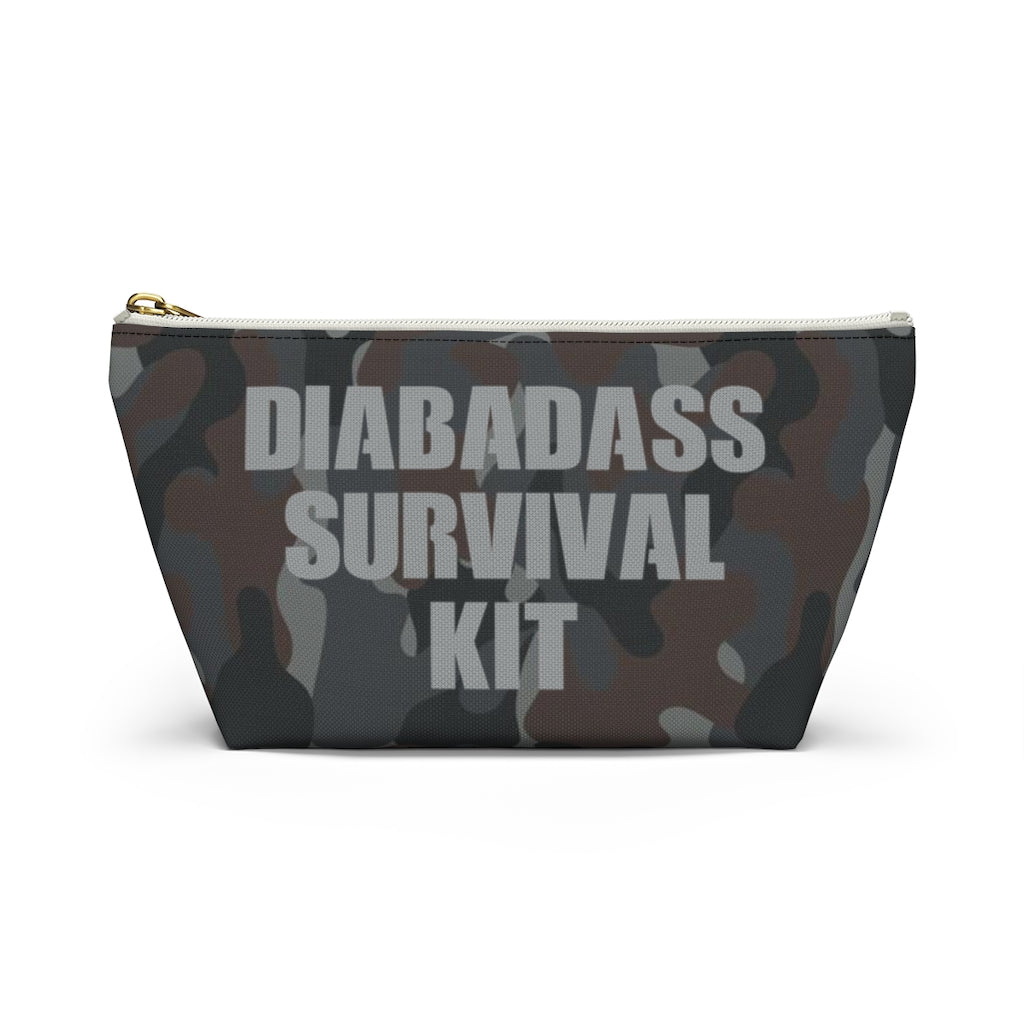 Diabadass Survival Kit Bag, Diabetes Bag, Fun Diabetic Supply Case, Men Carrying Type 1 Gift, t1d Camo Accessory Zipper Pouch Bag w T-bottom Starcove Fashion