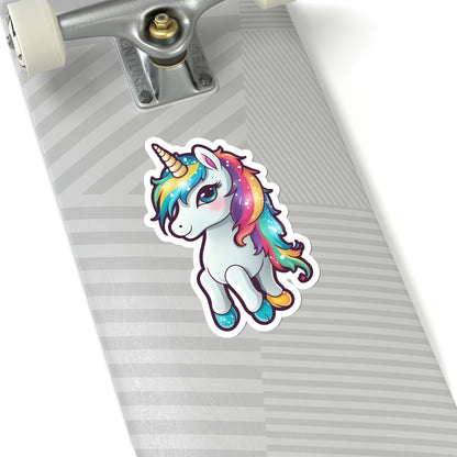 Unicorn Sticker, Rainbow Kawaii Art Laptop Decal Vinyl Cute Waterbottle Tumbler Car Waterproof Bumper Aesthetic Die Cut Wall Clear