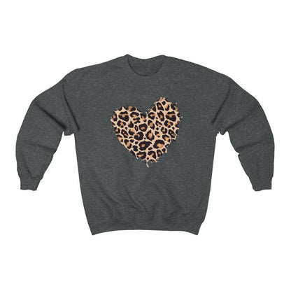 Leopard Heart Sweatshirt, Cheetah Graphic Valentines Day Crewneck Fleece Sweater Pullover Men Women Aesthetic Top Starcove Fashion