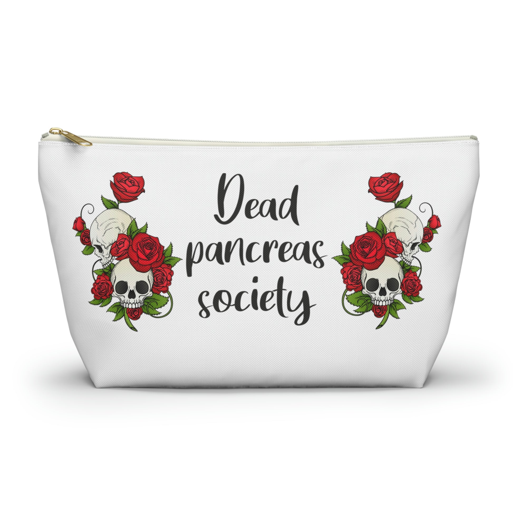 Dead Pancreas Bag, Society Roses Skull Fun Diabetic Supply Case Carrying Type DT1 Gift Zipper Travel Pouch w T-bottom Starcove Fashion