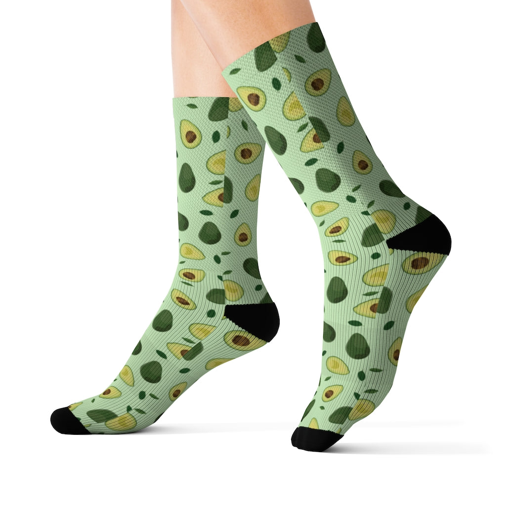 Avocado Crew Socks, Fruit Food Green 3D Sublimation Women Men Funny Fun Novelty Cool Funky Crazy Casual Cute Unique Gift Starcove Fashion