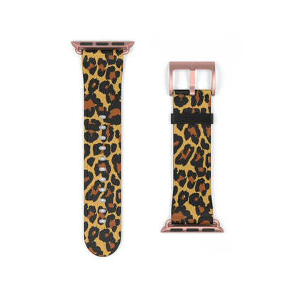 Leopard Apple Watch Band, Cheetah Print Designer Vegan Faux Leather Straps 38mm 40mm 42mm 44mm Size Series 1 2 3 4 5 6 7 SE Women
