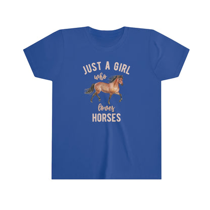 Just a Girl Who Loves Horses Shirt, Cute Horseback Riding Lover Farm Gift Youth Kids Girls Tee Starcove Fashion