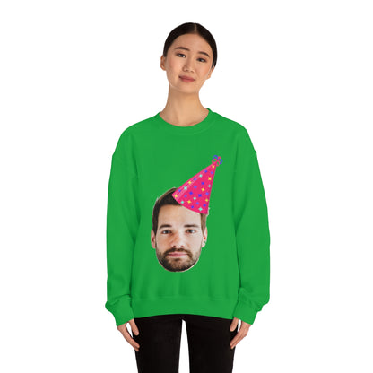 Custom Photo Sweatshirt, Face Birthday Party Hat Crewneck Fleece Sweater Jumper Pullover Men Women Adult Top Starcove Fashion