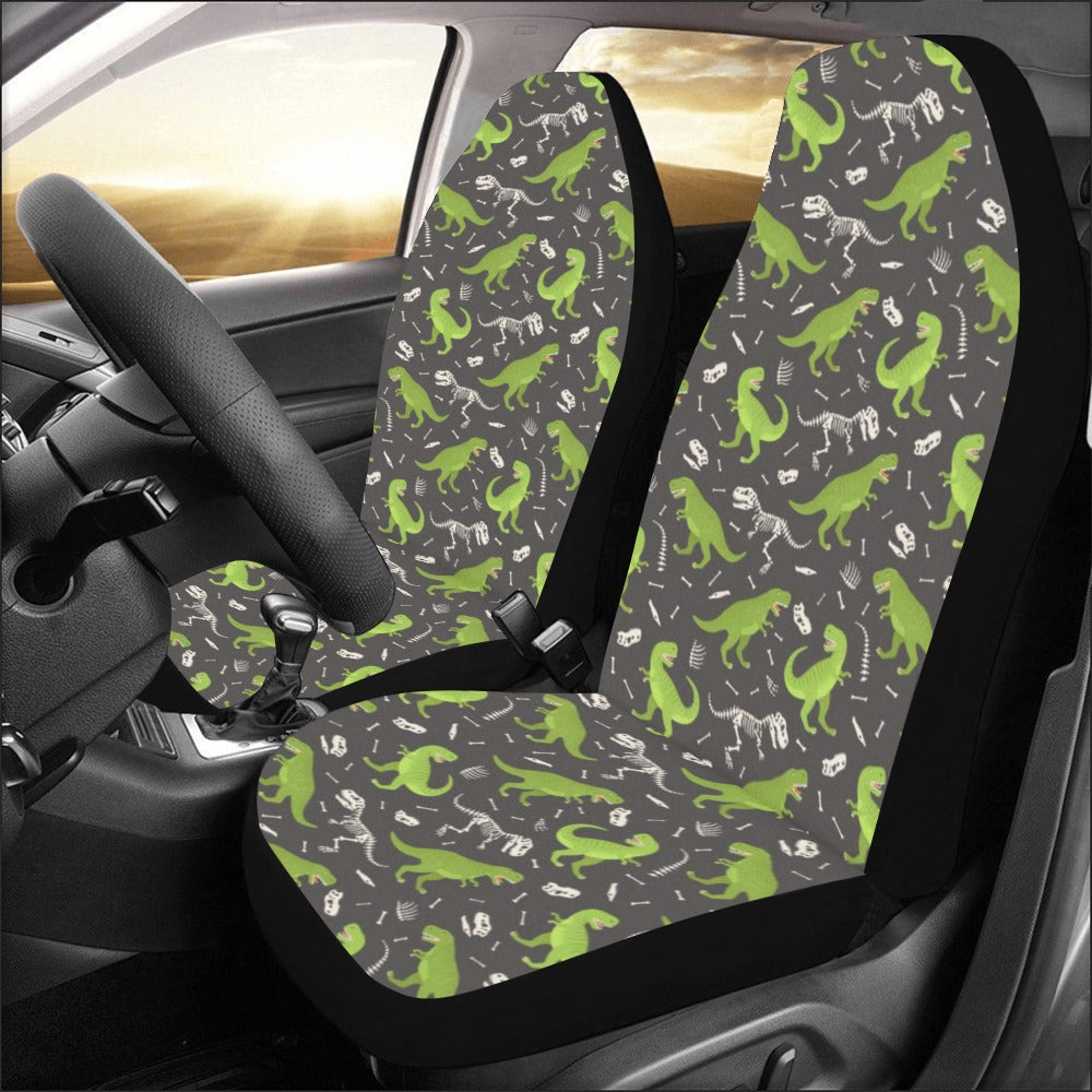 Dinosaur Car Seat Covers for Vehicle 2 pc Set, T Rex Animal Print Dino Green Front Seat SUV Gift Him Men Protector Accessory Decoration Starcove Fashion