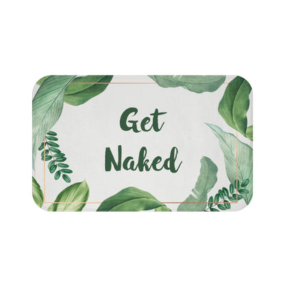 Get Naked Bath Mat, Funny Bathroom Floor Rug Decor, Green Plants Tropical Leaves, Cute Non Slip Memory foam Carpet Starcove Fashion