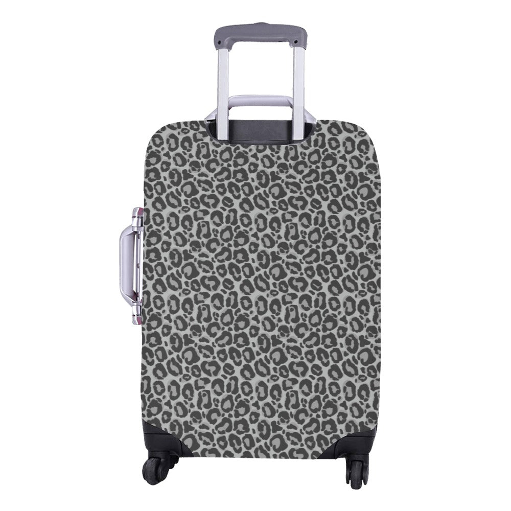 Grey Leopard Luggage Cover, Animal Print Suitcase Bag Protector Washable Large Small Wrap Travel Gift