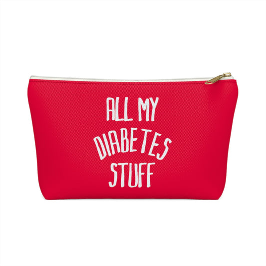 All My Diabetes Stuff, Diabetes Supply Bag, Funny Diabetic Supply Bag, Type 1 one Carry Case, Accessory Red Pouch Zipper w T-bottom Starcove Fashion