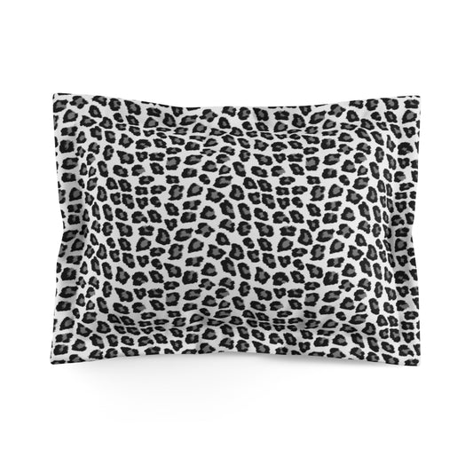 Snow Leopard Microfiber Pillow Sham, Black White Animal Print Matching Duvet Bed Cover King Standard Unique Home Bedding Starcove Fashion
