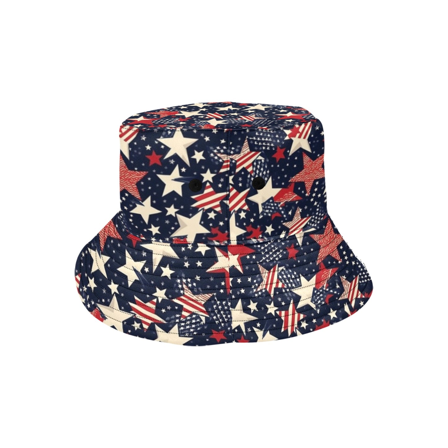 American Flag Bucket Hat, Red White Blue 4th of July USA Patriotic Stars Stripes Summer Festival Women Men Designer Sun Shade Cotton Twill Starcove Fashion