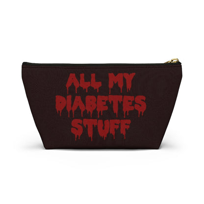 All My Diabetes Stuff Bag, Funny Diabetic Supply Case, Horror Blood Type 1 Diabetes, Goth Accessory Zipper Pouch Bag w T-bottom Starcove Fashion