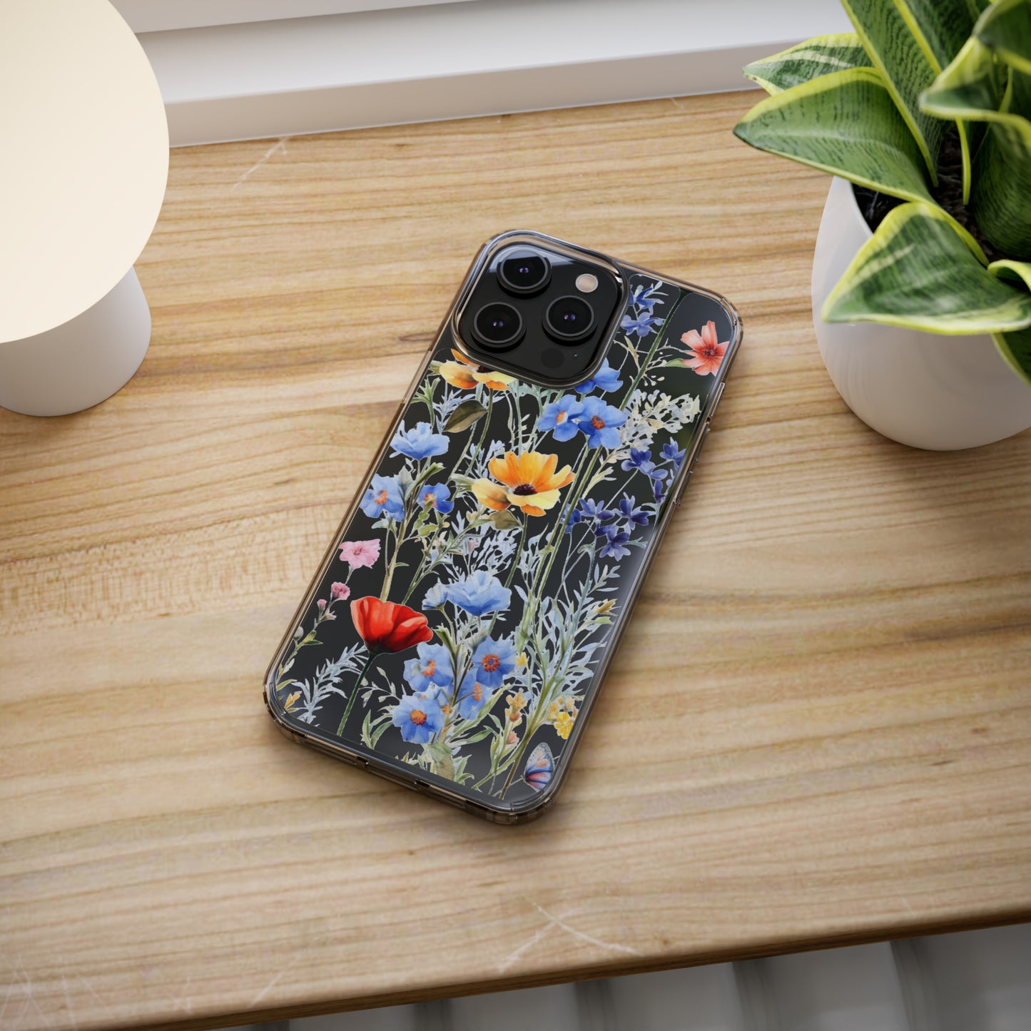 Wildflowers Clear iPhone 14 13 12 11 Pro Max Mini Case, Floral Flowers Watercolor Print Cute Aesthetic Galaxy S22 Transparent Starcove Fashion