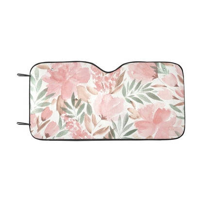 Watercolor Flowers Sun Windshield, Cute Floral Pastel Pink Car SUV Accessories Auto Shade Protector Front Window Visor Screen Cover Decor Starcove Fashion