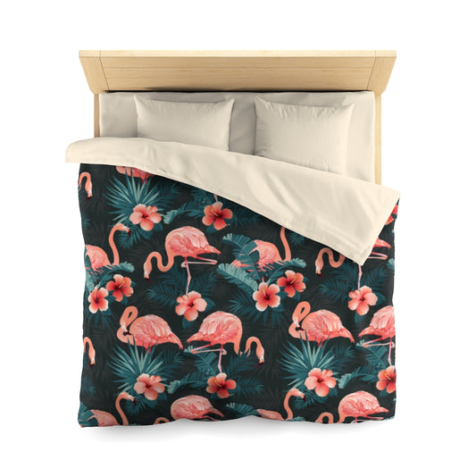 Pink Flamingo Duvet Cover, Tropical Microfiber Full Queen Twin Unique Vibrant Bed Cover Modern Home Bedding Bedroom Décor Starcove Fashion