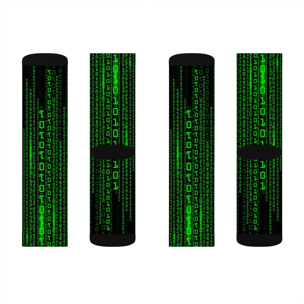 Computer Digital Socks, 3D Printed Sublimation Green Binary Code Progr ...