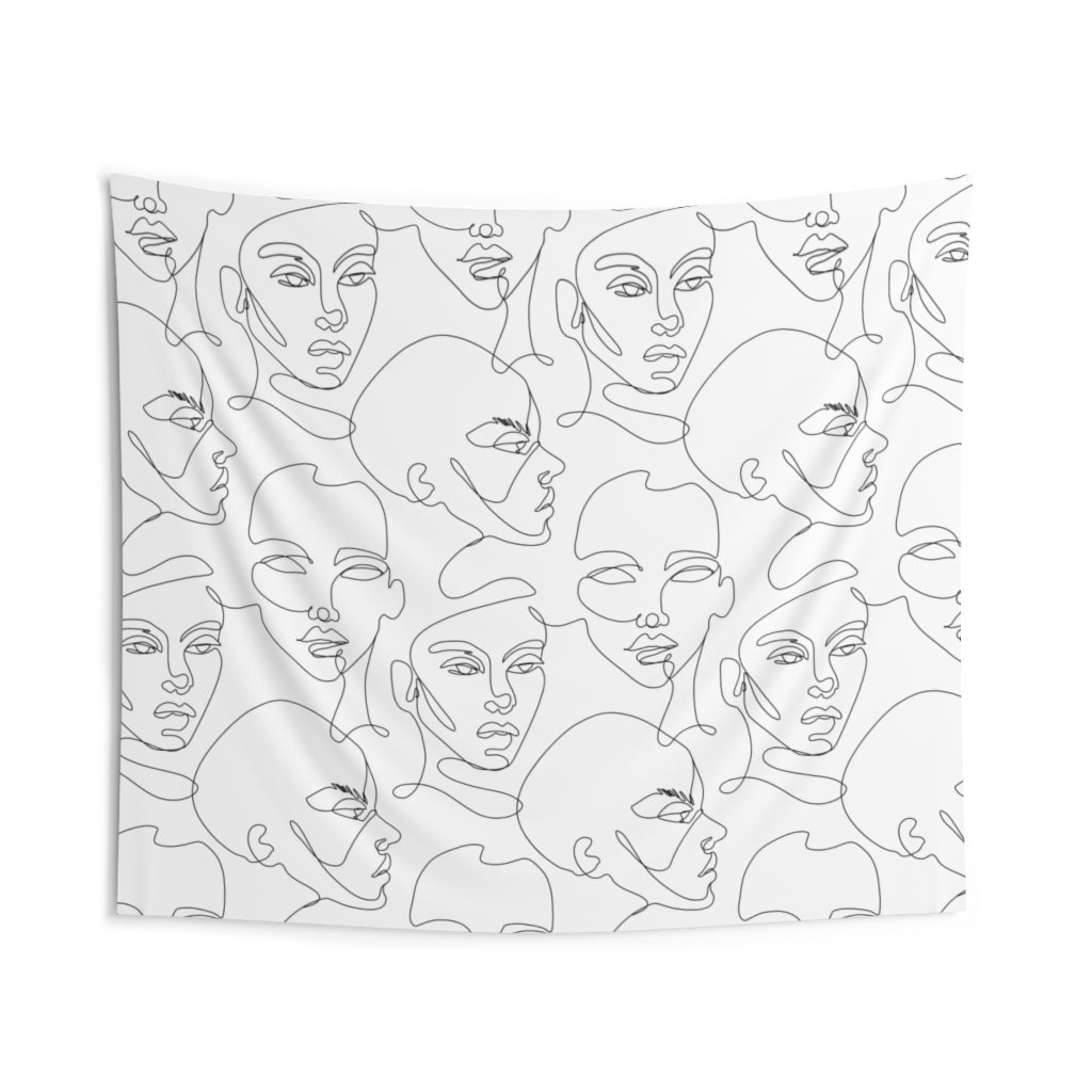 One Line Faces Tapestry, Modern Abstract White Landscape Indoor Wall Art Hanging Tapestries Large Small Decor Home Dorm Room Gift Starcove Fashion