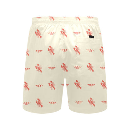 Red Lobster Men Swim Trunks, Mid Length Shorts Beach Front and Back Pockets Mesh Linen Drawstring Boys Casual Bathing Suit Summer Plus Size Starcove Fashion