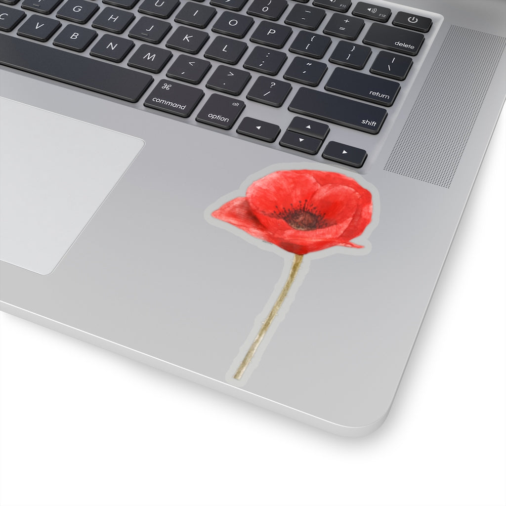 Poppy Sticker, Vinyl Flower Decal Red Watercolor Floral Art Die Cut Laptop Decal Cute Waterbottle Tumbler Car Aesthetic Label Wall Mural Starcove Fashion