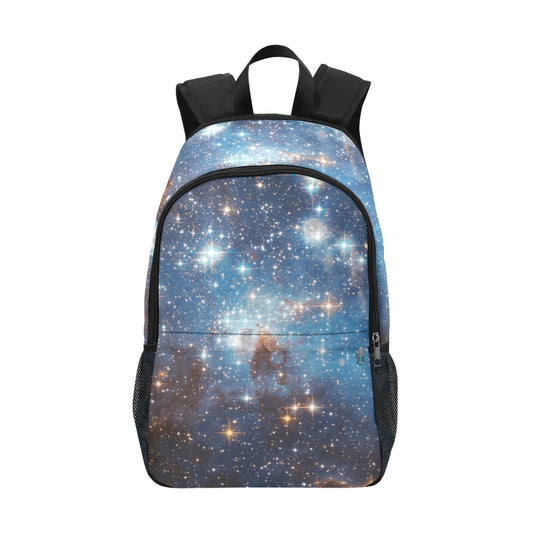 Galaxy Backpack, Blue Stars Space Universe Men Women Kids Gift Him Her School College Waterproof Side Mesh Pockets Aesthetic Bag