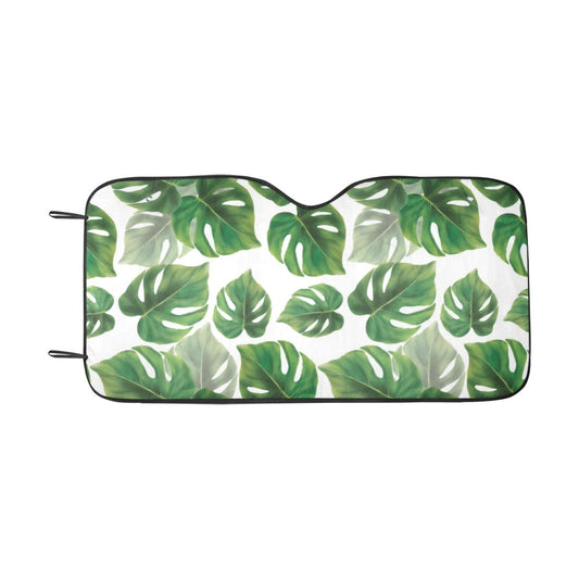 Tropical Leaves Windshield Sun Shade, Green Summer Car Accessories Auto Protector Window Visor Screen Cover Decor 55" x 29.53"