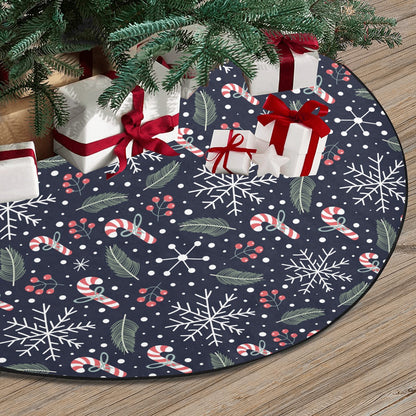 Christmas Tree Skirt, Snow Flakes Candy Cane Vintage Stand Small Large Base Washable Cover Home Decor Decoration Party