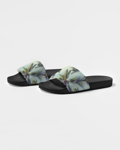 Palm Tree Tropical Men Slides Sandals, Designer Shoe Boys Flat Wedge Slippers Vegan Casual Flip Flops Slip On Starcove Fashion