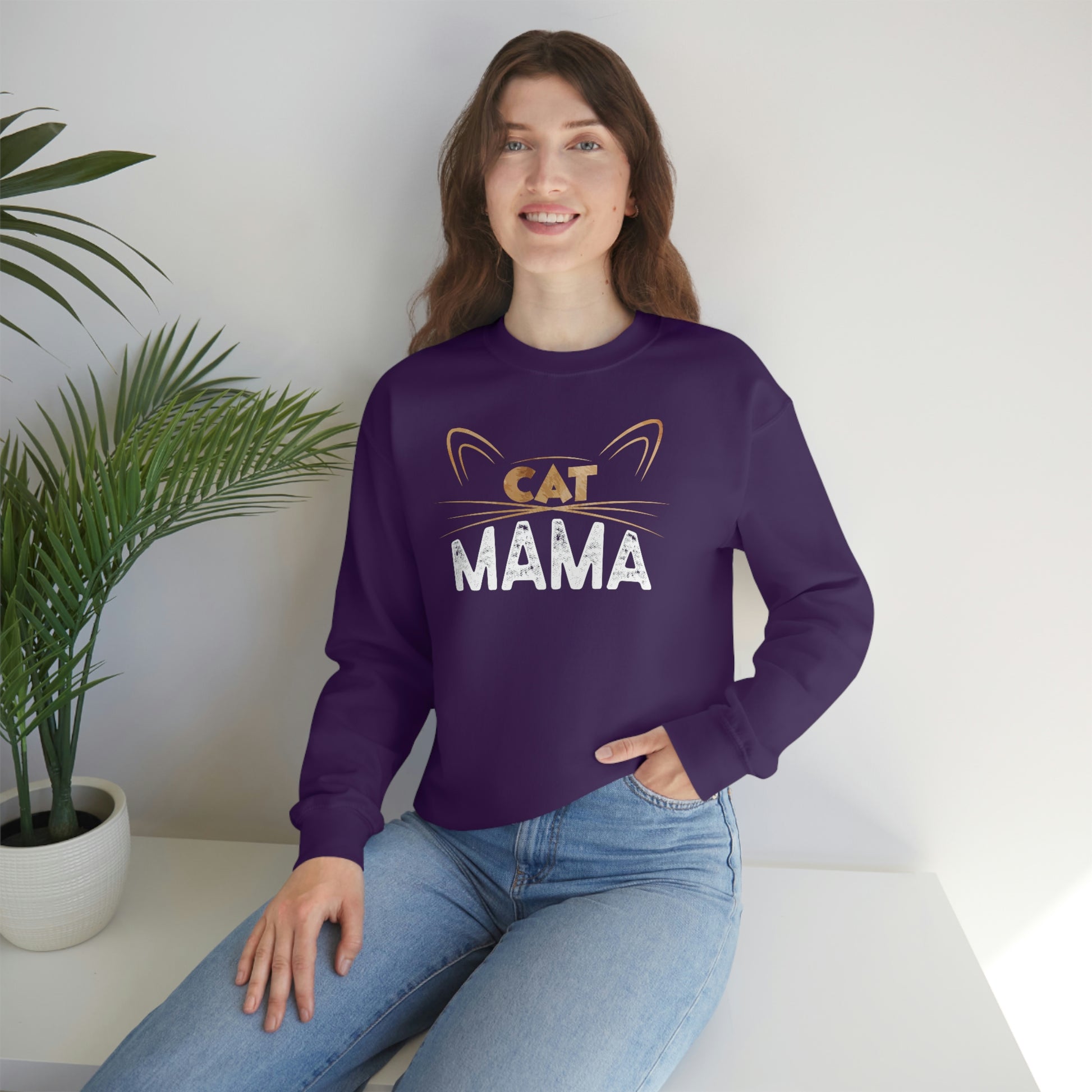 Cat Mom Sweatshirt, Cat Lover Mama Funny Graphic Crewneck Fleece Cotton Sweater Jumper Pullover Unisex Women Adult Aesthetic Top Starcove Fashion