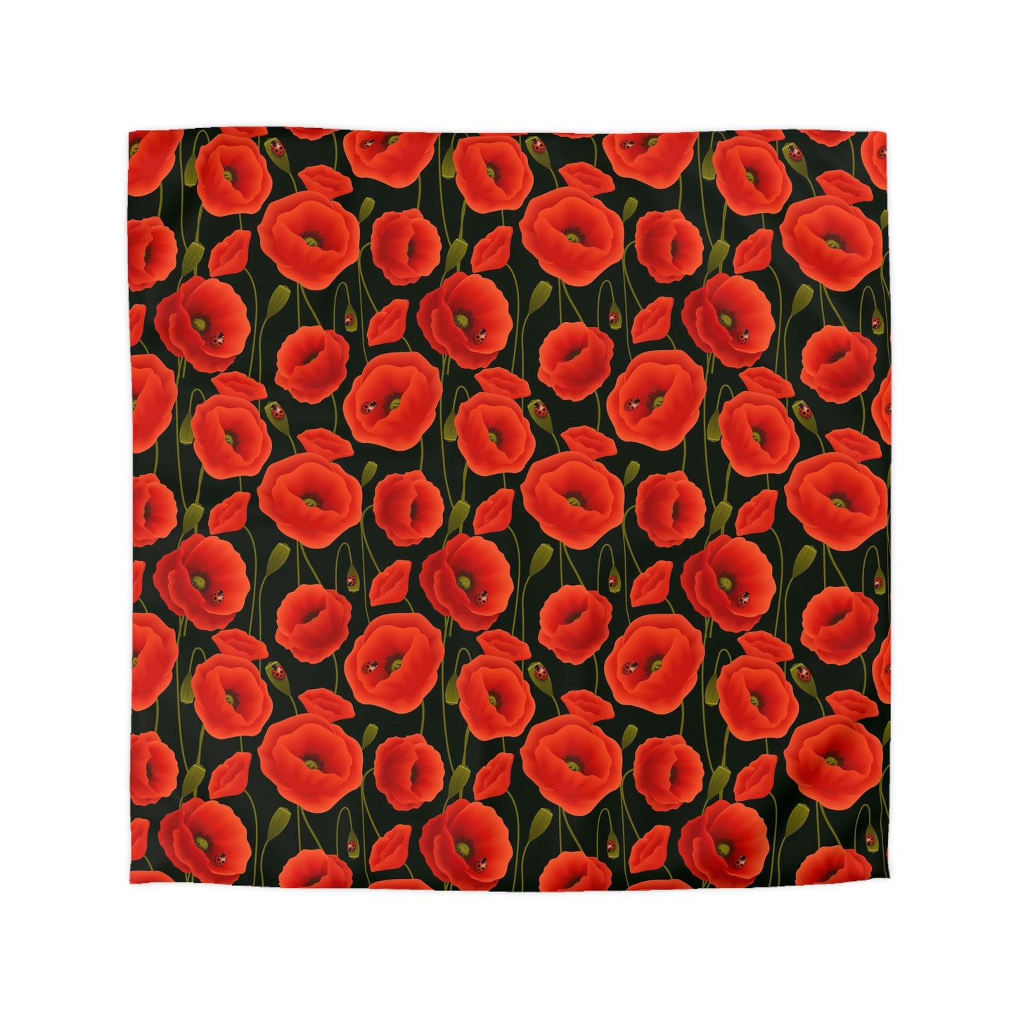 Poppy Duvet Cover, Red Flower Floral Bedding Queen King Full Twin XL Microfiber Unique Designer Bed Quilt Bedroom Decor Starcove Fashion