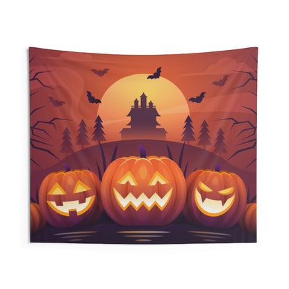 Halloween Backdrop Tapestry, Pumpkins Party Landscape Indoor Wall Art Hanging Large Small Decor Home College Dorm Room Gift Starcove Fashion
