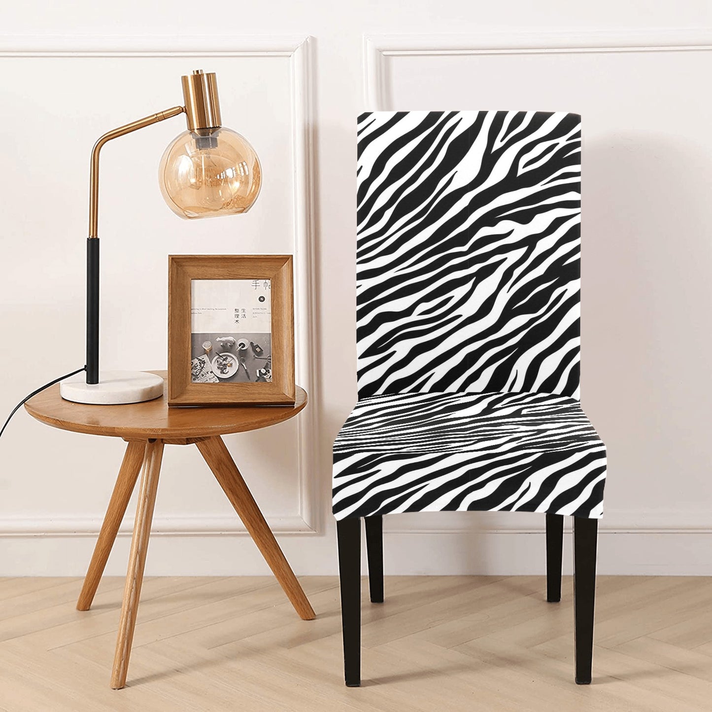 Zebra Dining Chair Seat Covers, Black White Animal Print Stretch Slipcover Furniture Dining Room Home Decor Starcove Fashion