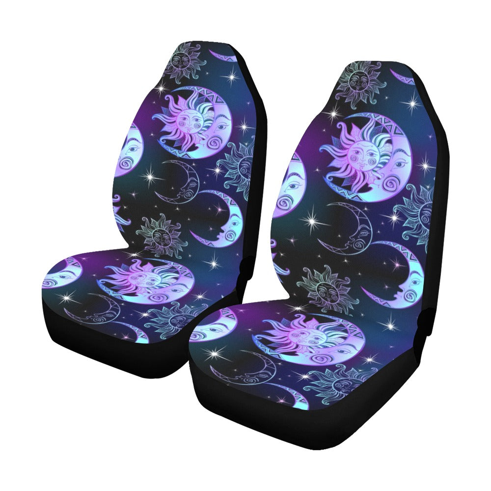 Sun Moon Stars Car Seat Covers for Vehicle (2 pcs), Celestial Retro Purple Witchy Front SUV Auto Truck Universal Protector Women Accessories Starcove Fashion