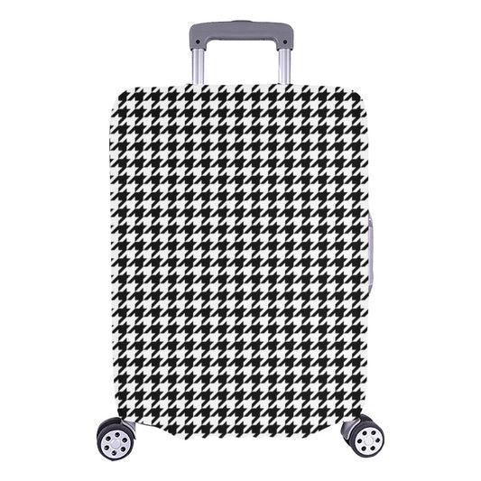 Houndstooth Luggage Cover, Black White Suitcase Bag Protector Washable Wrap Travel Small Large Aesthetic Gift