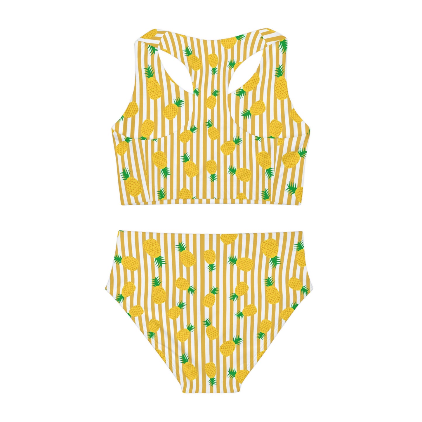 Pineapple Girls Bikini Set, Kids Teen Tween Summer Fruit Yellow Two Piece Beach Swimsuits Bathing Suit Youth Lined Top Swimwear Starcove Fashion