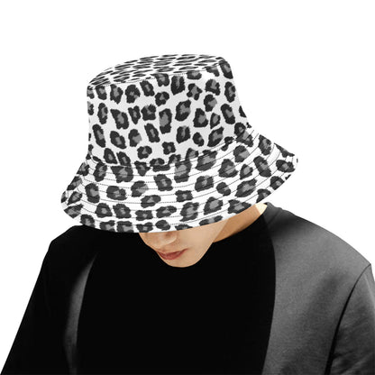 Snow Leopard Bucket Hat, Animal Print Black White Retro Vintage Summer Festival Cute Women Men Designer Beach Sun Shade Y2K Twill Starcove Fashion