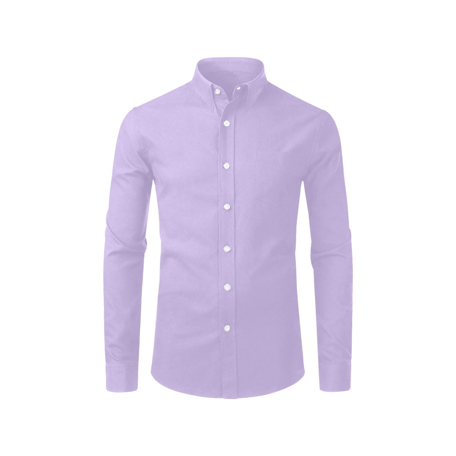 Purple Long Sleeve Men Button Up Shirt, Lilac Lavender Solid Color Print Dress Buttoned Collar Dress Shirt with Chest Pocket Xs Purple Long Sleeve Men Button Up Shirt, Lilac Lavender Solid Color Print Dress Buttoned Collar Dress Shirt with Chest Pocket Xs