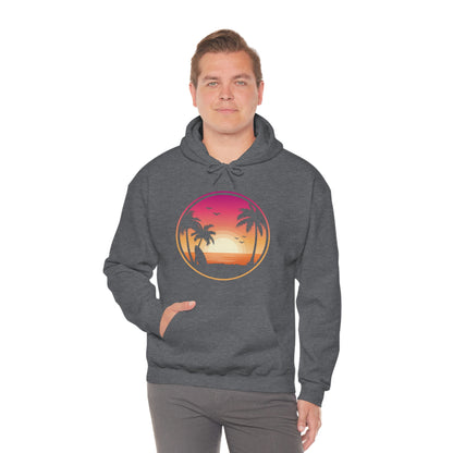 Beach Hoodie, Ocean Palm Trees Sun Pullover Men Women Adult Aesthetic Graphic Cotton Hooded Sweatshirt with Pockets Starcove Fashion