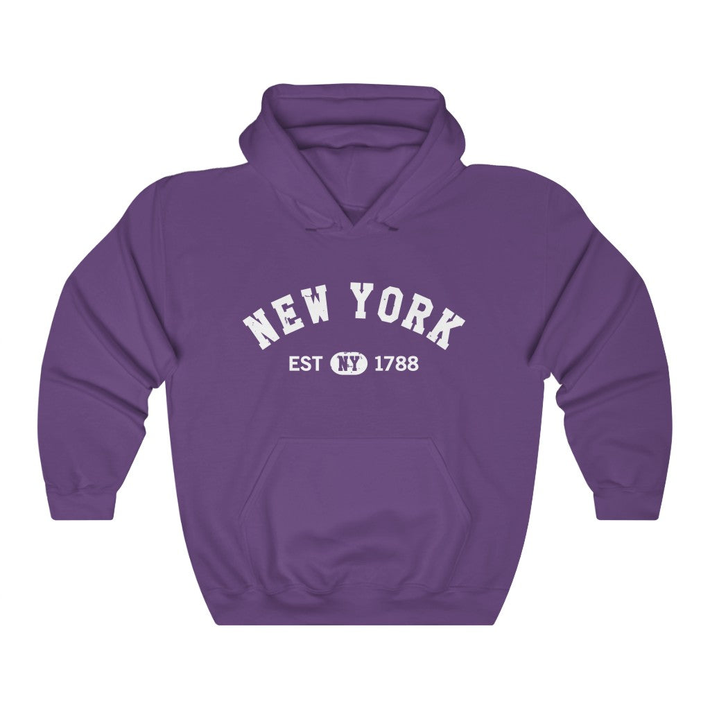 Starcove NY New York State, I Love NY Retro Vintage Distressed Souvenir USA Gifts Pullover Hoodie Men Women Hooded Sweatshirt Purple / 3XL