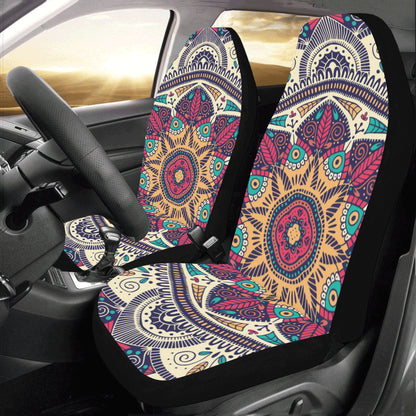 Mandala Car Seat Covers 2 pc, Pattern Bohemian Boho Art Front Seat Covers, Car SUV Seat Protector Accessory Decor Starcove Fashion