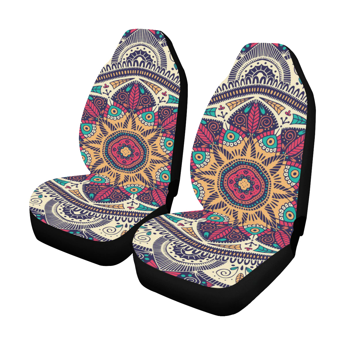 Mandala Car Seat Covers 2 pc, Pattern Bohemian Boho Art Front Seat Covers, Car SUV Seat Protector Accessory Decor Starcove Fashion