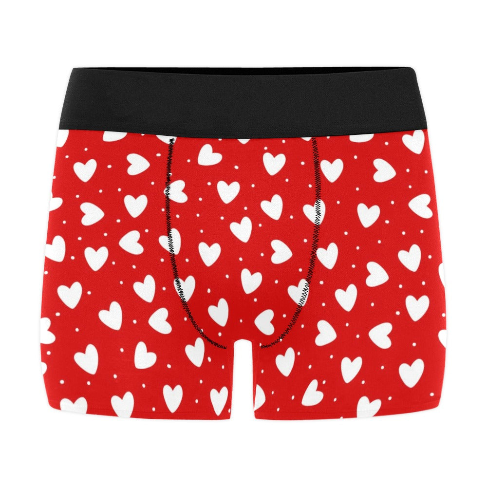 Red Hearts Men Boxer Briefs, Valentine's Day Him Romantic Print Underwear  Pouch Sexy Boyfriend Plus Size Gift Male Honeymoon Birthday Male