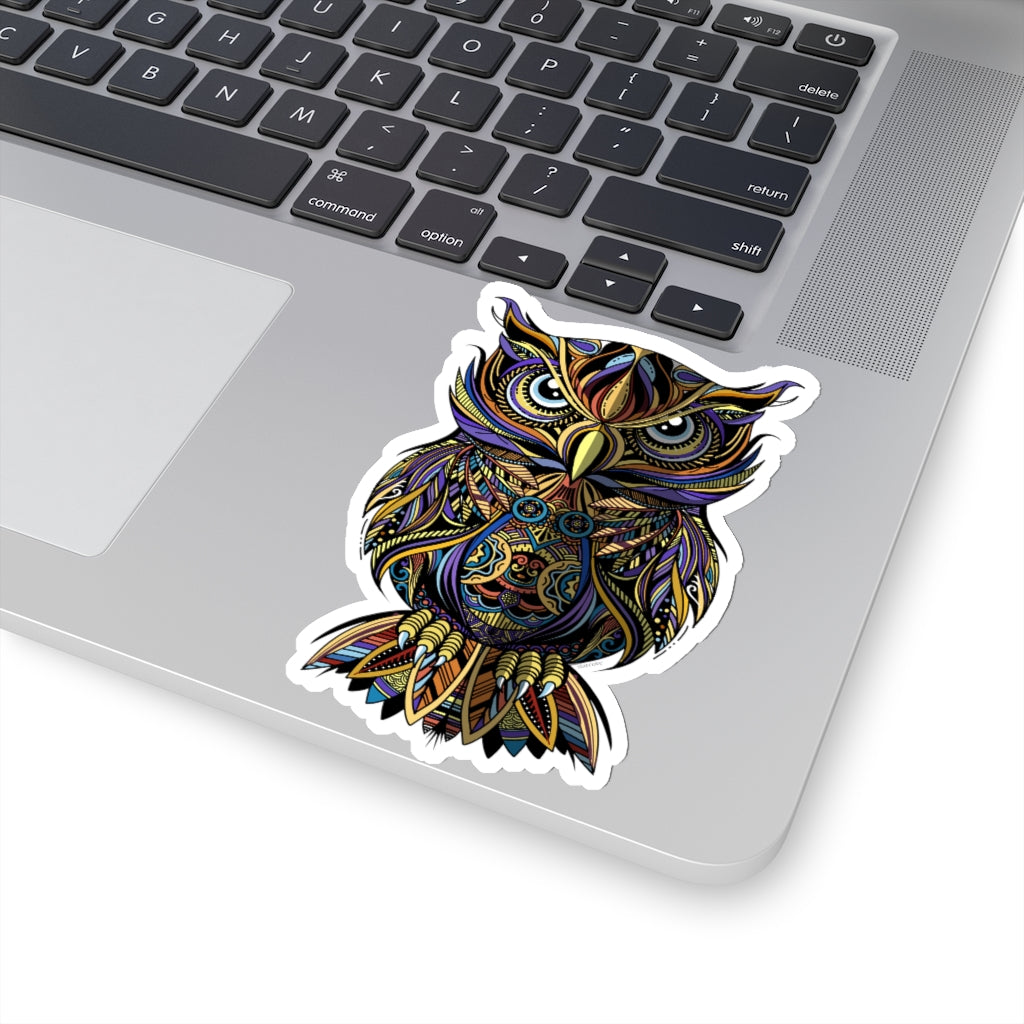 Owl Sticker, Zentangle Ornament Bird Animal Laptop Decal Vinyl Cute Waterbottle Tumbler Car Bumper Aesthetic Die Cut Wall Mural Starcove Fashion
