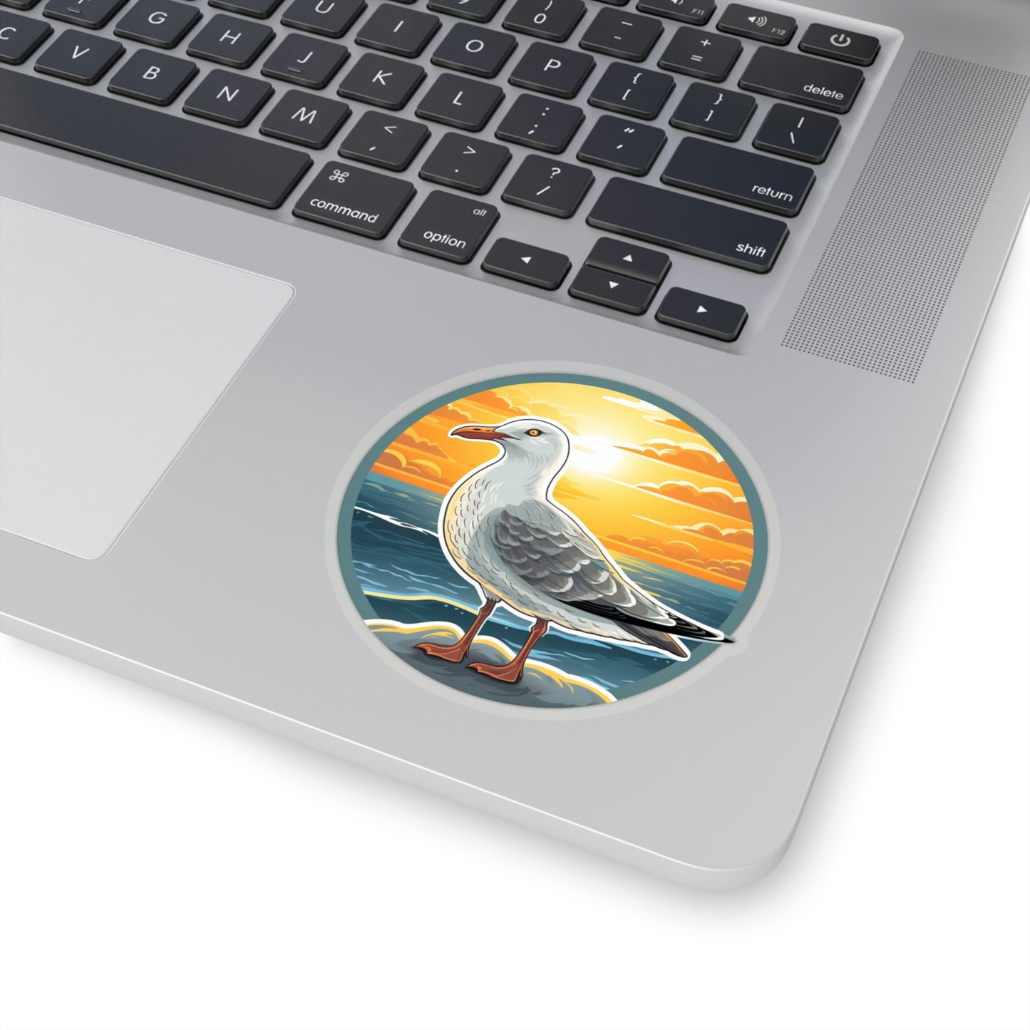 Seagull Sticker, Bird Sunset Ocean Sea Round Laptop Decal Vinyl Cute Waterbottle Tumbler Car Waterproof Bumper Aesthetic Wall Mural Starcove Fashion