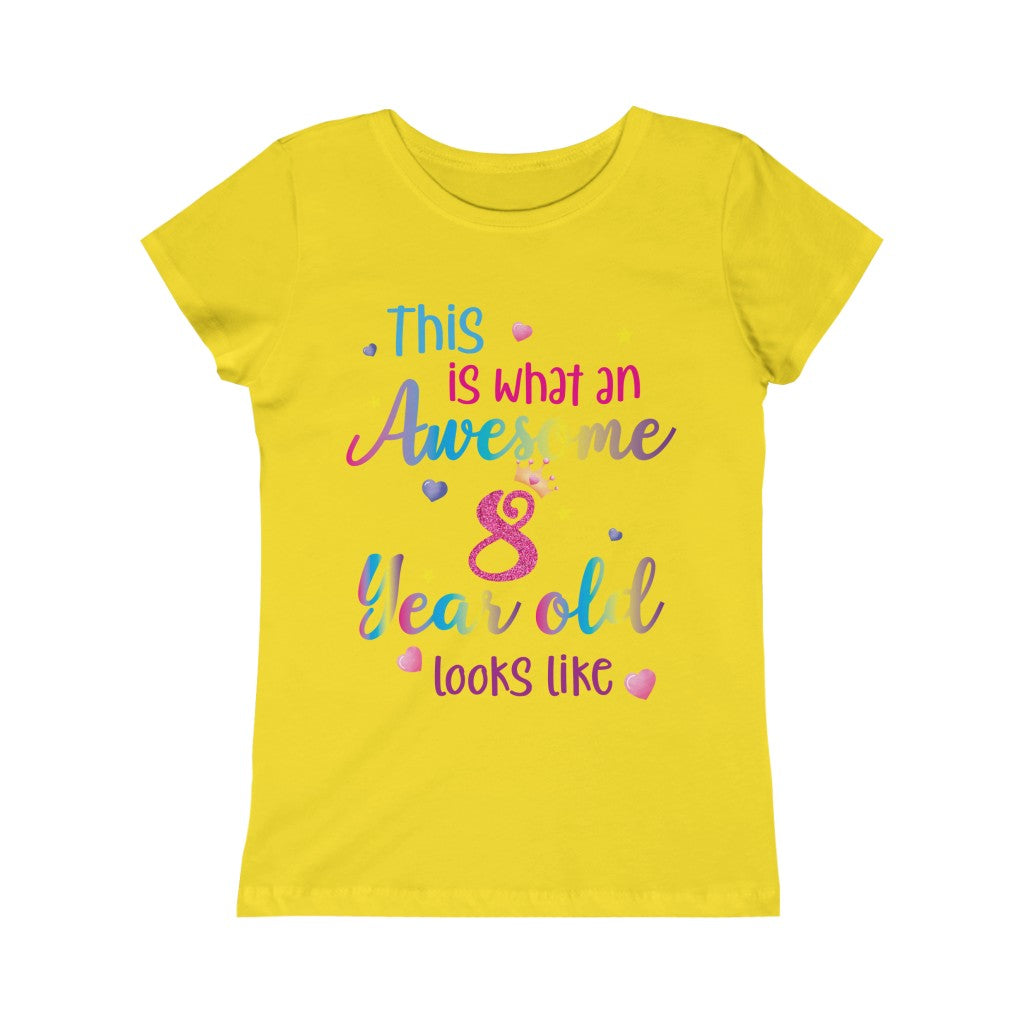 This is What an Awesome 8 Year Old Looks Like Girls Shirt, Birthday 8th Eight Year Fun Rainbow Party Gift Kids Crewneck Girls Princess Tee Starcove Fashion