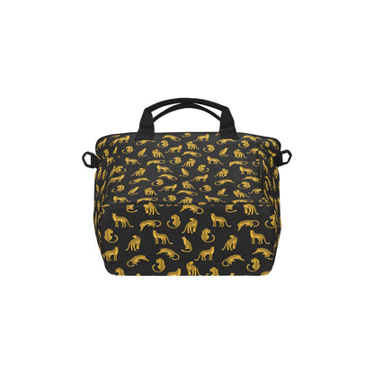 Leopard Canvas Tote Bag with Shoulder Strap, Animal Print Black Beach Summer Aesthetic Shopping Reusable Bag with Pockets