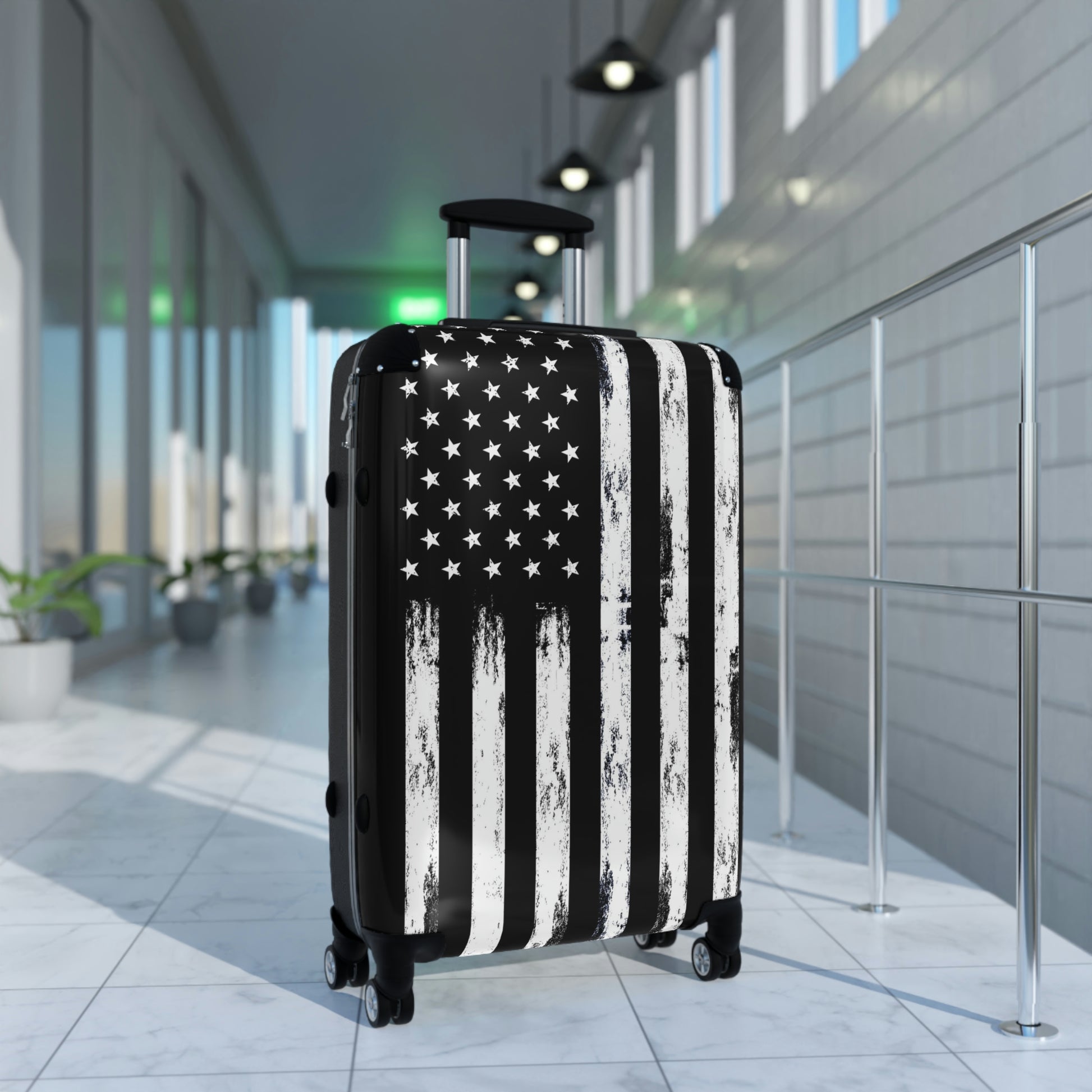 American Flag Suitcase Luggage, USA Carry On With 4 Wheels Cabin Travel Small Large Set Rolling Spinner Lock Designer Hard Shell Case Starcove Fashion