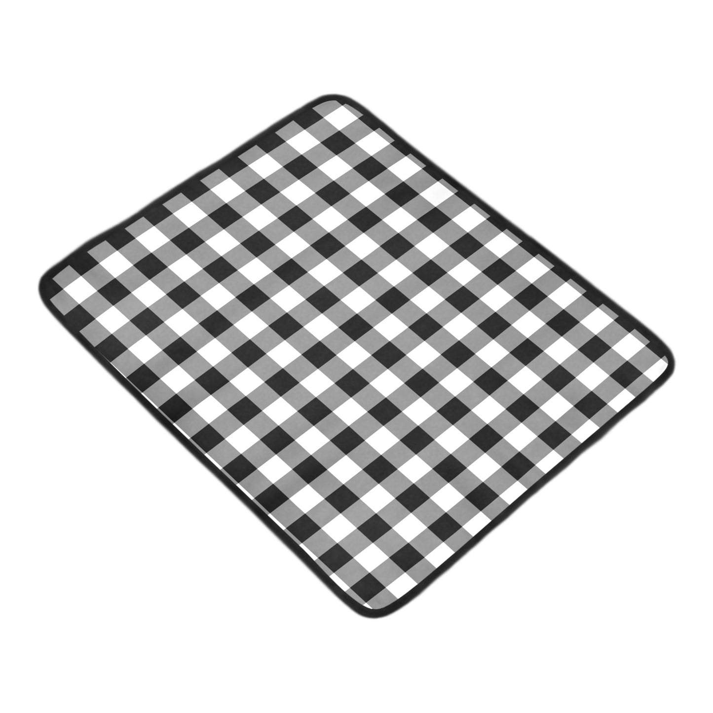 Buffalo Plaid Waterproof Blanket, Black White Outdoor Picnic Beach Camping Yoga Mat Throw Outdoor Festival Pool Accessories