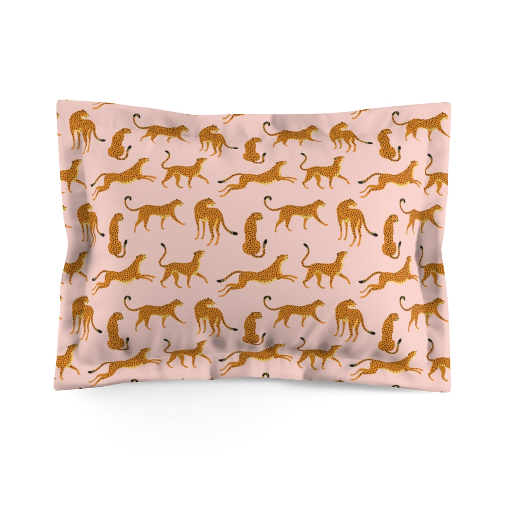 Pink Cheetah Microfiber Pillow Sham, Leopard Tiger Matching Duvet Bed Cover King Standard Unique Home Bedding Starcove Fashion